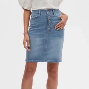 EUC Women’s BANANA REPUBLIC Classic Light Blue Denim Pencil Button Skirt (6)
